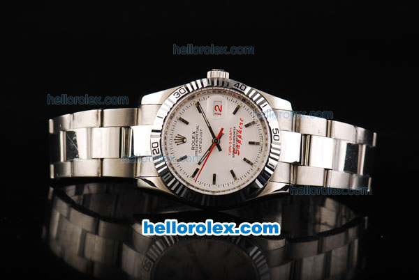 Rolex Datejust Turn-O-Graph Automatic with White Dial and Red Second Hand - Click Image to Close